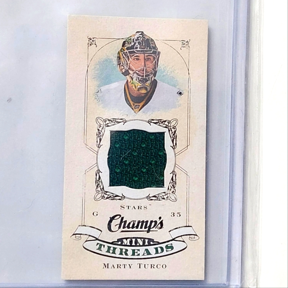 Marty Turco Champ's Game Used Jersey Card 2008/09 Dallas Stars
